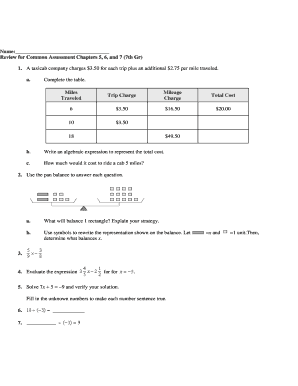 7th Grade Common Assessment Review