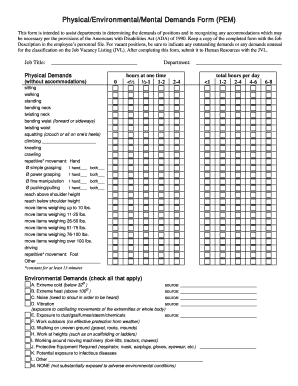 Physical/Environmental/Mental Demands Form