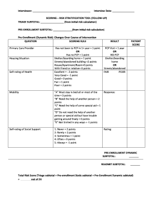 Patient Risk Stratification Form