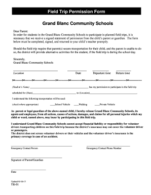 Field Trip Permission Form