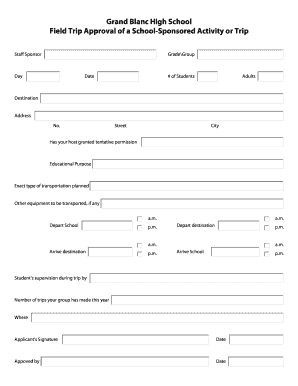 Field Trip Approval Form