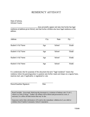 Residency Affidavit
