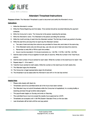 Attendant Timesheet Form