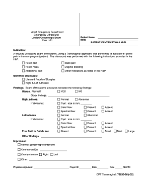 Gynecologic Ultrasound Form
