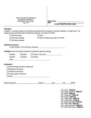 Emergency Ultrasound Soft Tissue Exam Form