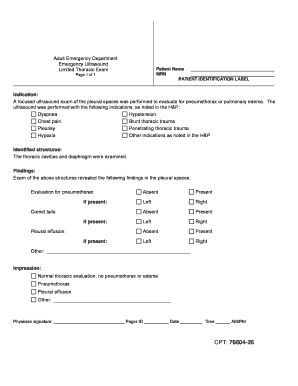 Emergency Ultrasound Thoracic Exam Form