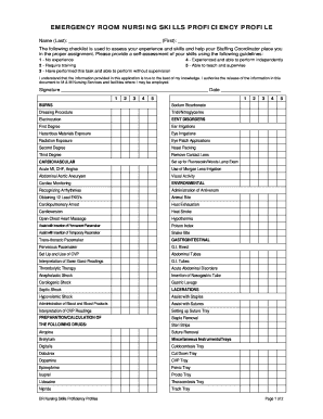 Emergency Room Nursing Skills Proficiency Profile