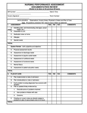 Nursing Performance Assessment Form