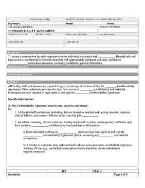 Hospital Confidentiality Agreement