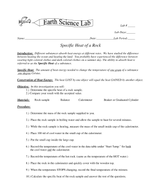 Specific Heat of a Rock Lab Form