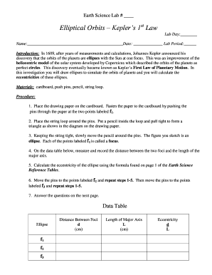 Elliptical Orbits Lab Worksheet