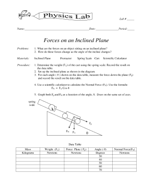 Forces on an Inclined Plane Lab