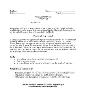 Living Eulogy Assignment