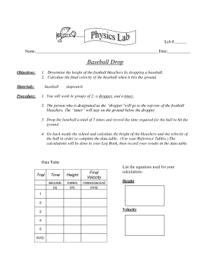 Baseball Drop Experiment Form
