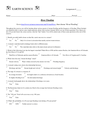 Earth Science River Flooding Assignment