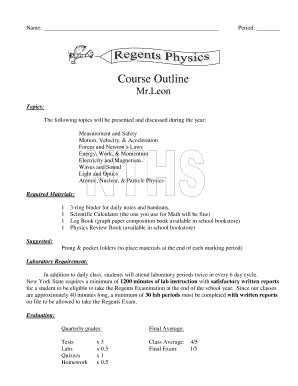 Physics Course Outline Agreement
