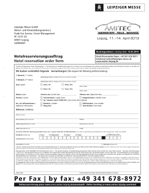 Hotelreservierungsauftrag