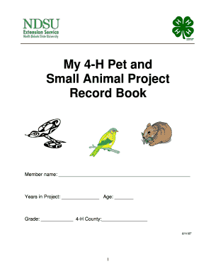 4-H Pet and Small Animal Project Record Book