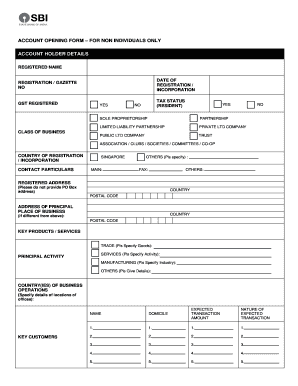 Account Opening Form for Non-Individuals