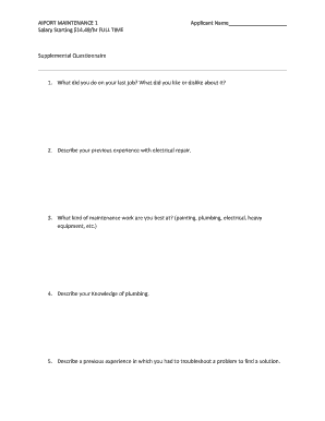 Airport Maintenance Application Form