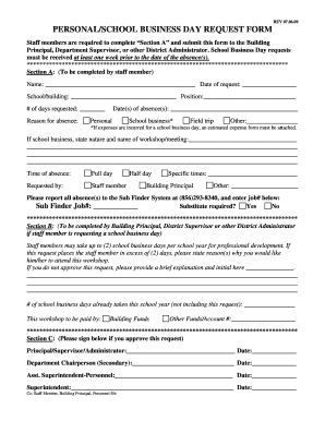 School Business Day Request Form