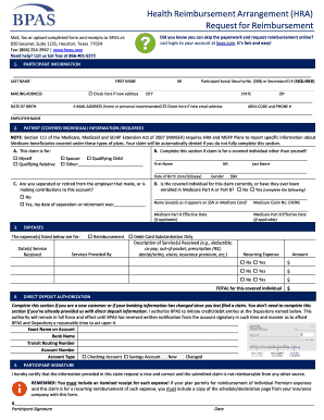 Health Reimbursement Arrangement Request Form
