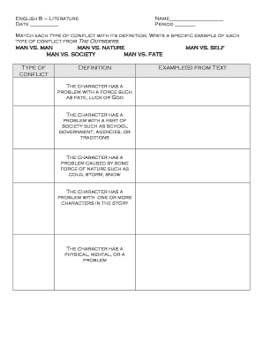 Literature Conflict Types Worksheet