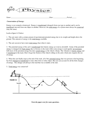 Conservation of Energy Worksheet
