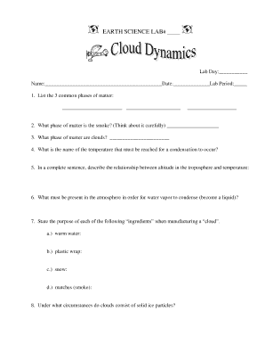 Earth Science Lab Worksheet