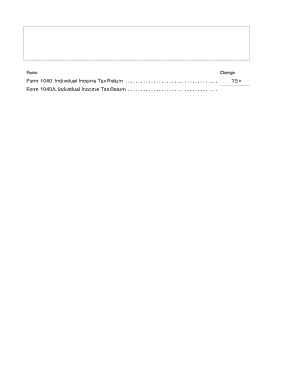 US Federal Tax Form Fee Schedule