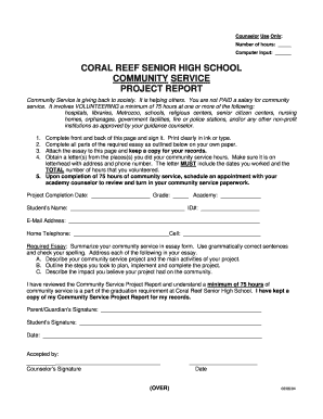 Coral reef senior high school community service project report - crhs dadeschools