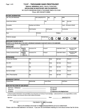 Patient Information and Health History Form
