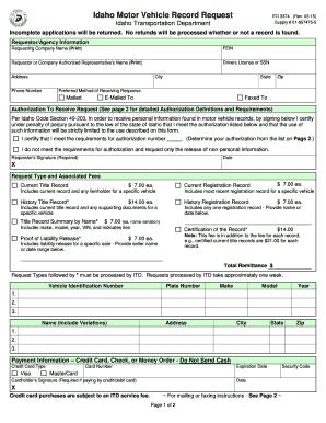 Idaho Motor Vehicle Record Request