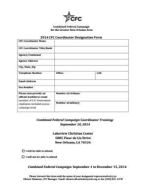 2014 CFC Coordinator Designation Form