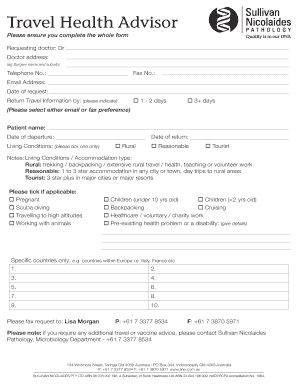 Travel Health Request Form