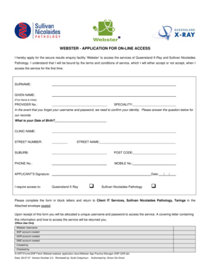 Webster Application for Online Access