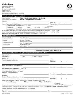 Special Risk Services Claim Form