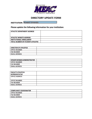 Athletic Department Directory Update Form