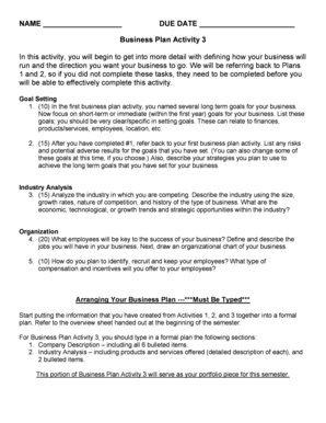 Business Plan Activity 3