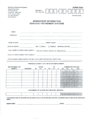 Kentucky Retirement Systems Form 2035
