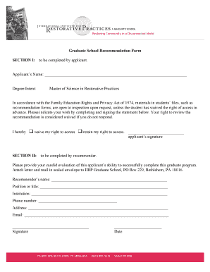 Graduate School Recommendation Form