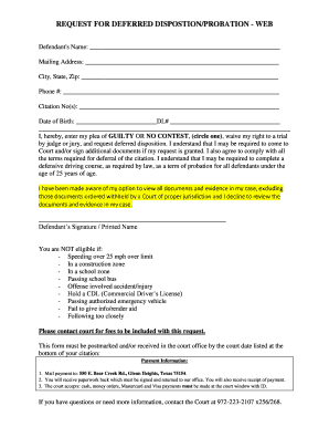 Request for Deferred Disposition Probation