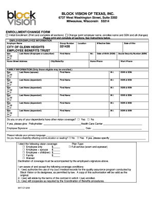 Employee Vision Coverage Enrollment Form