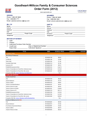 Goodheart-Willcox Order Form