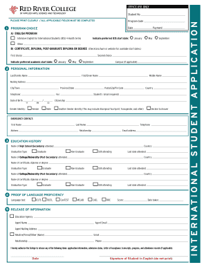 Red River College International Student Application