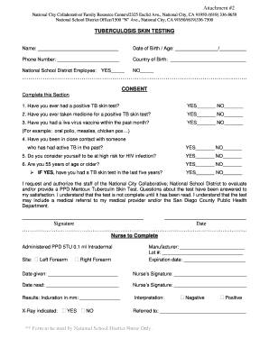Tuberculosis Skin Test Consent Form