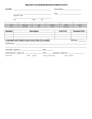 Request for Reimbursement/Prepayment Form