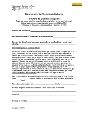 Formulario de acuerdo de los padres