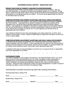 Oceanside School District Acceptable Use Policy Agreement