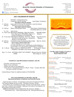 July calendar of events - Granville County Chamber of Commerce